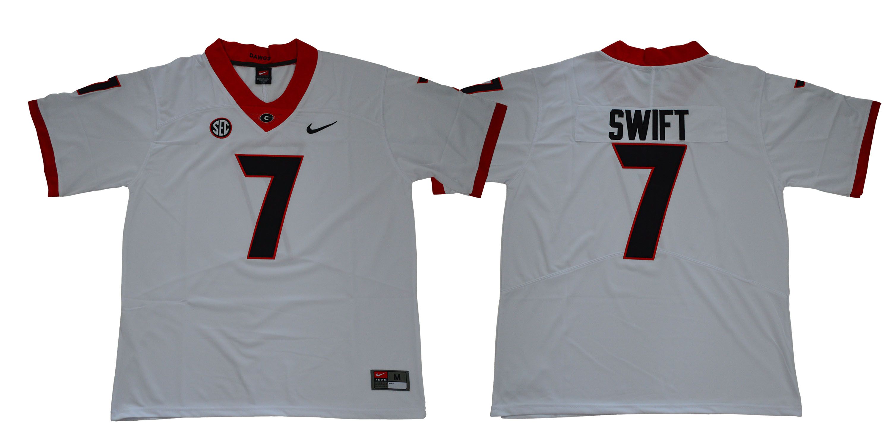 Men Georgia Bulldogs #7 Swift Legend White NCAA Jerseys